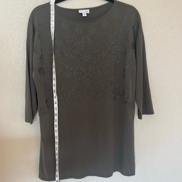 J. Jill Embroidered Olive Green Tunic with 3/4 sleeves size M - Picture 7 of 7